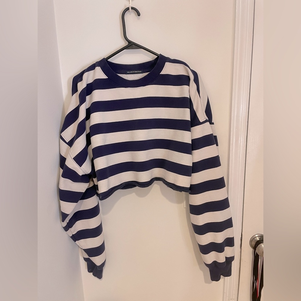 BRANDY striped sweat shirt cropped